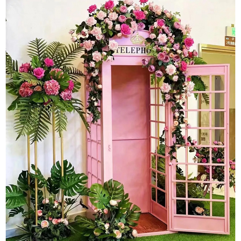 Photography Prompt - custom.Pink Telephone Booth with Flower Salon