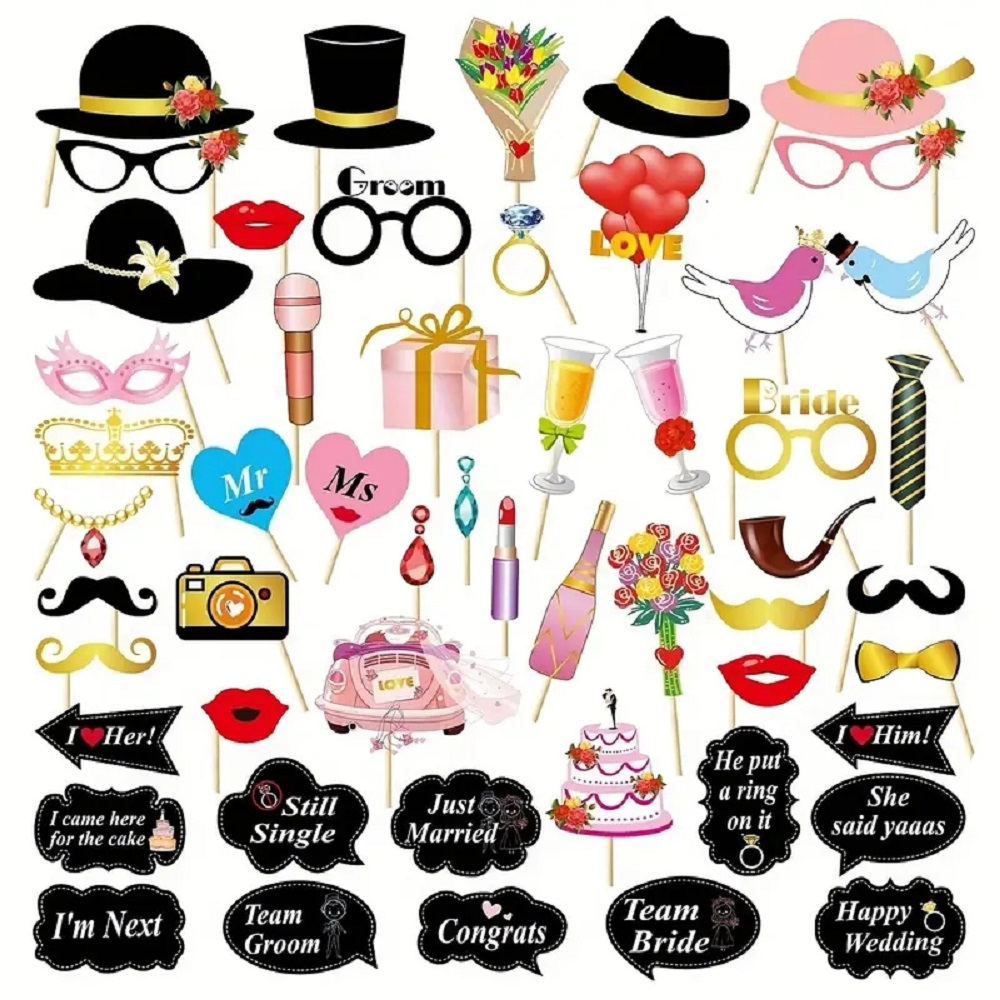 53pcs Wedding Photo Booth Prop - đánh giá và giá Photography Prompt