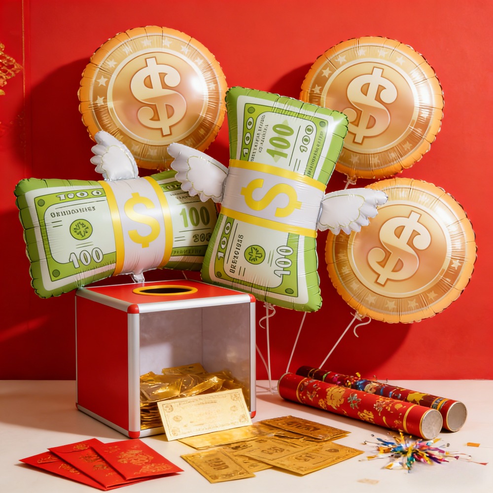 5pcs Money Foil Balloons 100 D - đánh giá và giá Photography Prompt